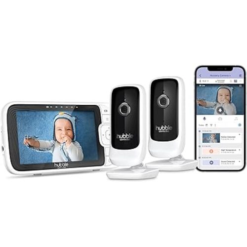 Hubble Nursery Pal Link Premium Twin - 5-Inch Baby Monitor with Multiple Features, 2 Smart Camera