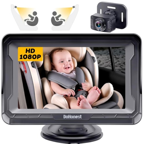 DoHonest Baby Car Camera HD 1080P - Rear-Facing Car Baby Monitor with Night Vision, Adjustable View Angle, Easy Setup, Anti-Glare Display, Safety for Kids & Infants