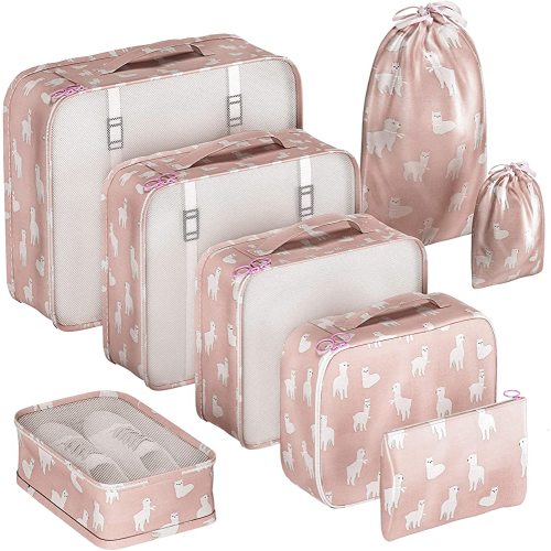 Packing Cubes Set of 8pcs for Suitcases Luggage Organizer Weekender Travel Essentials Classic & Elegant Design Gift Choice (Cactus)