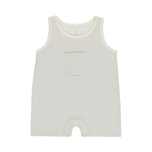 Stripe Stretch Cotton Tank Romper