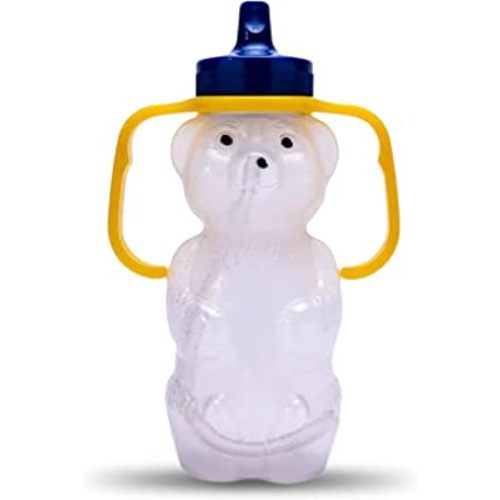 TalkTools Honey Bear Drinking Cup with 2 Straws - Special Needs Assistive Drink Container | Spill Proof & Leak Resistant Lid | Helps teach lip rounding, tongue retraction and other oral-motor skills.