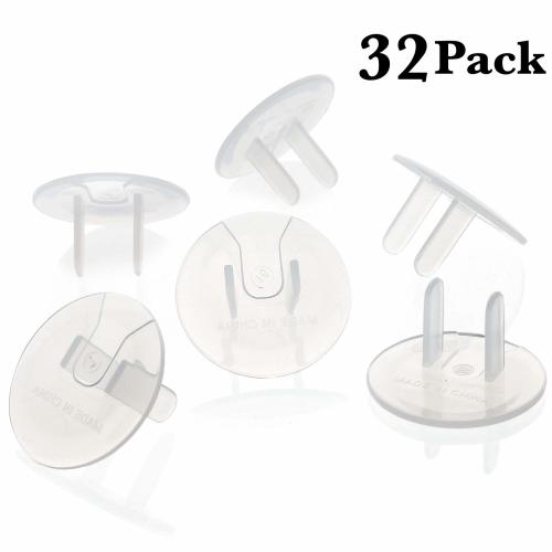 Ultra Clear Outlet Plug Covers - 32 Pack Electrical Protector Safety Caps Child Proof - Little Giggles