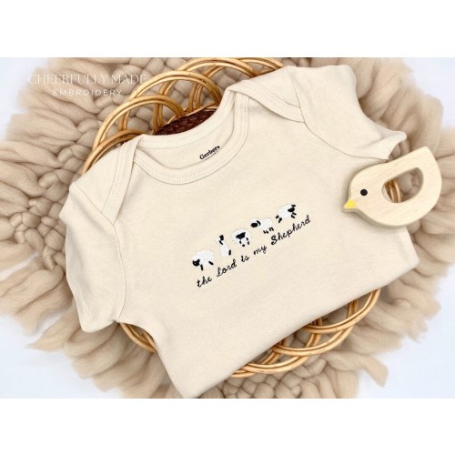 Embroidered The Lord is my Shepherd ONESIES® Brand, Sheep Bodysuit, Faith ONESIES® Brand Gift, Christian Baby Gifts, Christian Baby Shower