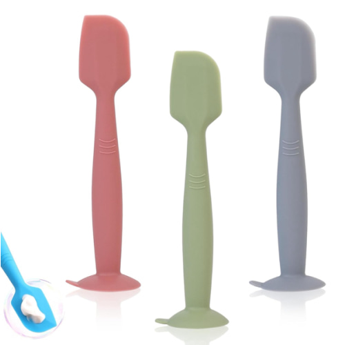 Baby Diaper Cream Spatula Applicator 3 Pack Butt Paste Spatula Soft Silicone,Diaper Rash Cream Applicator, Baby Essentials Must Haves Newborn Stuff (Red Green Grey)
