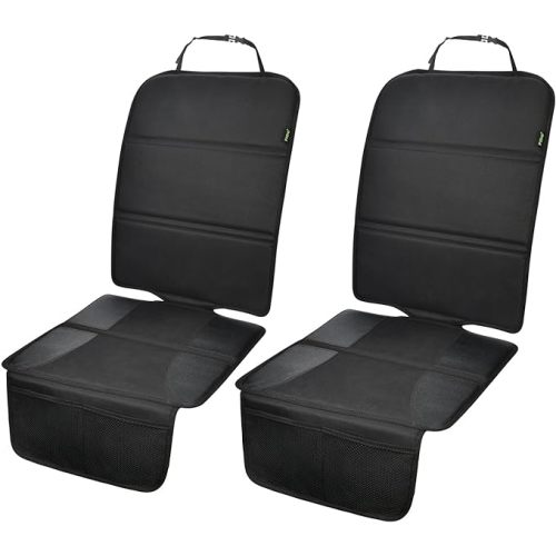 Car Seat Protector, 2 Pack Auto Seat Protectors for Child Car Seat with Thick Padding, Seat Cover Mat for Under Baby Seat to Protect Leather Seats, Black