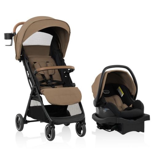 Evenflo Otto Lightweight Travel System with LiteMax Infant Car Seat - Caramel Tan: Metal Frame, EVA Tires