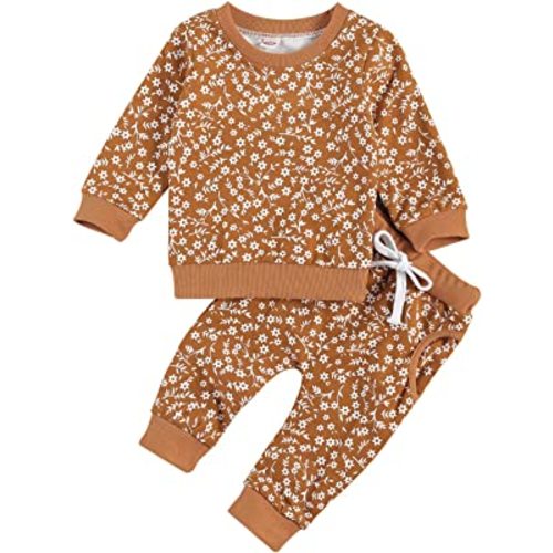 Sasaerucure Infant Baby Girl Boy Outfit Long Sleeve Rainbow Pullover Tops with Leopard Pants 2pcs Set Winter Spring Clothes