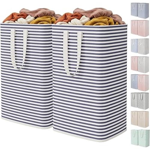 Lifewit 80L Large Laundry Baskets, Laundry Hampers Bags, 2 Pack, Navy Blue