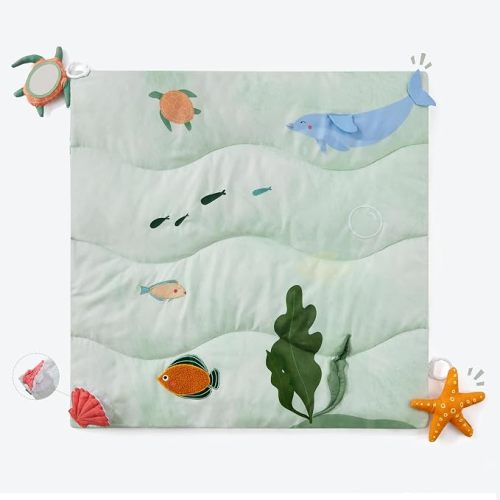 Spirich 9-in-1 Tummy Time Mat, Soft Sensory Mat for Infants, Ocean Theme