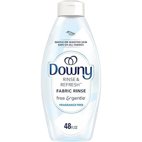 Downy Rinse & Refresh Free & Gentle Laundry Odor Remover and Fabric Softener, Fragrance Free, 48 fl oz, No Dyes or Heavy Perfumes