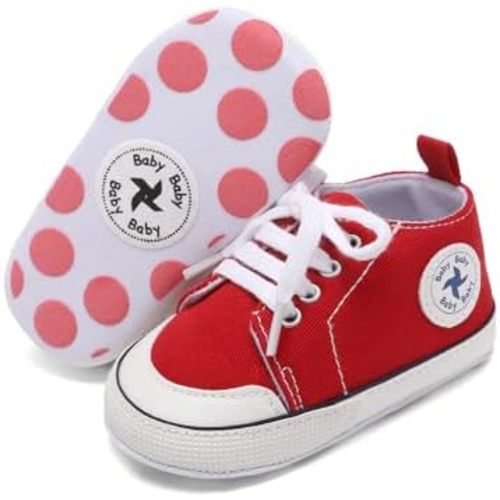 Baby Girls Boys Shoes Soft Anti-Slip Sole Newborn First Walkers High Top Canvas Denim Unisex Infant Sneaker