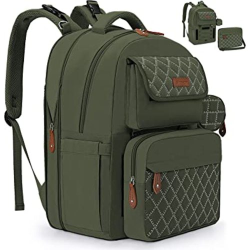 Maelstrom Large Diaper Bag,29L-45L Expandable Diaper Bag Backpack for 2 Kids/Twins Baby Stuff, with Removable Cross Body Bottle Bag for Mom/Dad,Stylish Baby Bag Gift for Boys/Girl-Army Green