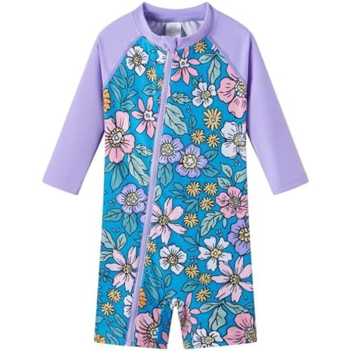 UMELOK Baby Girls' One Piece Swimsuit Full Zip UPF 50+ Sun Protection Swimwear Rash Guard Swim Suit