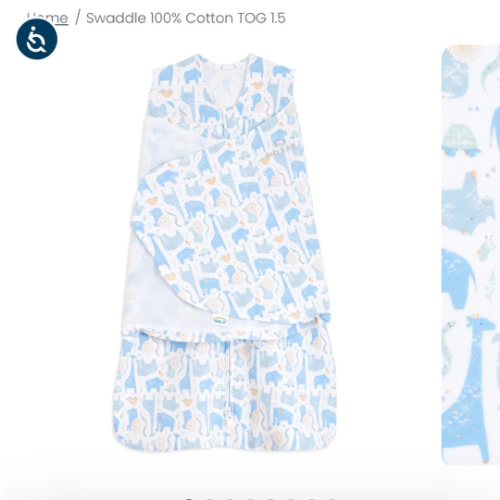 Blue Safari Animals 100% Cotton Baby Swaddle | HALO