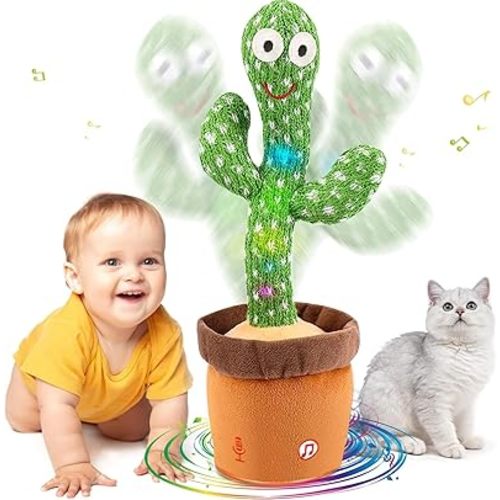 Dancing Talking Cactus Baby Toys 6-12 Months, Singing Cactus Baby Toy Mimicking Toy, Repeats What You Say, Interactive Light Up Toddler Infant Toys Gifts, Sing+Dancing+15S Recording+LED