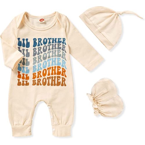 Amazon.com: GRNSHTS Newborn Baby Boy Romper Coming Home Outfits Letter Print Bodysuit Jumpsuit+Hat+Gloves 3PCS Clothes Set: Clothing, Shoes & Jewelry