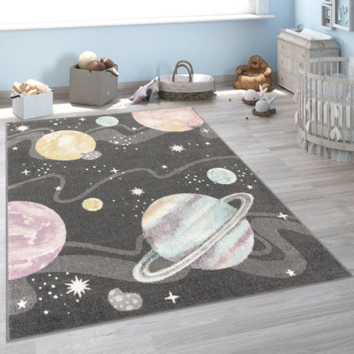 Wade Logan® Arielly Kids Rug Nino Space With Planets And Stars In Pastel Colors & Reviews | Wayfair