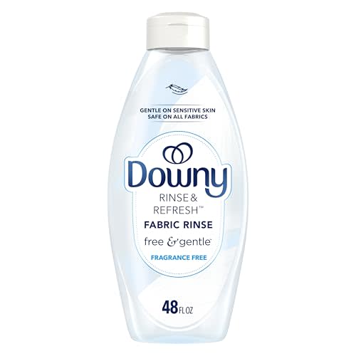 Downy Rinse & Refresh Free & Gentle Laundry Odor Remover and Fabric Softener, Fragrance Free, 48 fl oz, No Dyes or Heavy Perfumes