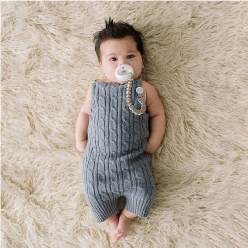 Itzy Ritzy Silicone Pacifier Clip; 100% Food Grade Silicone Pacifier Strap with Clip Keeps Pacifiers, Teethers & Small Toys in Place; Features One-Piece Design & Silicone Cord (Toast)