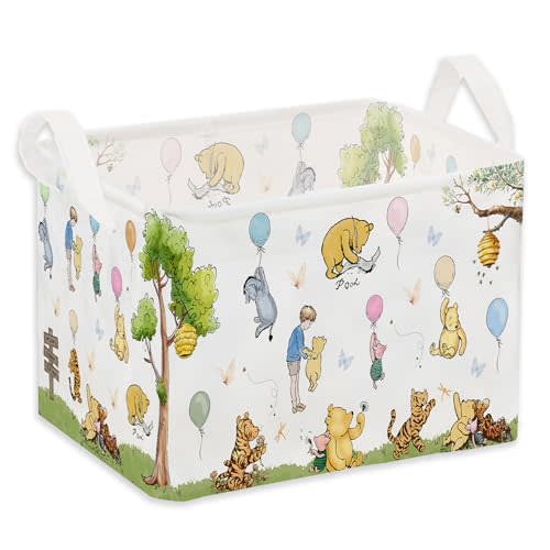 ZsaTuiy Winnie Basket,the Pooh baby Stuff,Winnie Nursery Decor Laundry Hamper With A Waterproof PECoating, Foldable, Bathroom and Bedroom SetClothes ,Toys Bin, Baby Nursery Hamper Decor