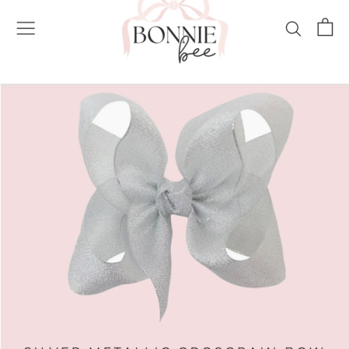 Silver Metallic Grosgrain Bow