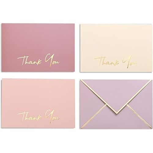High-end Thank You Cards with Envelopes - 36 PK Heavy-duty Gold Thank You Notes 4x6 Inches Baby Shower Thank You Cards Wedding Thank You Cards Small Business Graduation Funeral Bridal Shower (Dusty Pink)