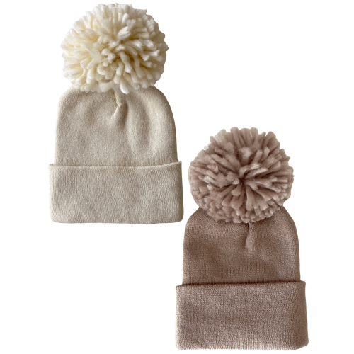 2-Pack Baby's First Hat®, Sand/Tan Pom