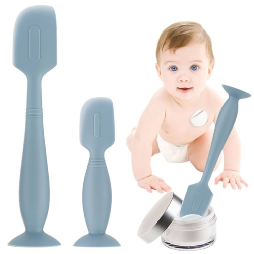 Baby Diaper Cream Spatula,2Pack Silicone Diaper Cream Applicator Baby Butt Paste Spatula Diaper Cream Brush for Newborn Baby, 1 x Large Size,1 x Small Size (Blue)