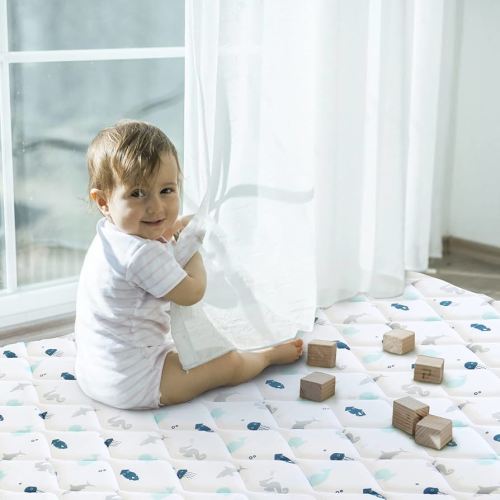 Premium Foam Baby Play Mat 50" X 50", Play Mat for Babies and Toddlers, Baby Floor Play Mat Non Slip Cushioned, Kids Play Mat for Playpen, Thick One-Piece Crawling Mat, Easy Clean, Whale