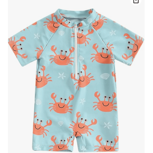 Infant Baby Boy Girl One Piece Swimsuit Rash Guard Shirt Bathing Suit Zip Up Swimwear
