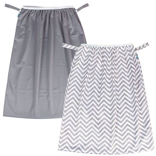 Teamoy (2 Pack) Reusable Pail Liner for Cloth Diaper/Dirty Diapers Wet Bag, Gray Chevron+Slate - 2pcs/pack