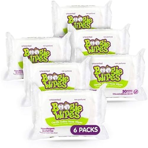 Baby Wipes Unscented by Boogie Wipes, Wet Wipes for Face, Hand, Body & Nose, Made with Vitamin E, Aloe, Chamomile and Natural Saline, 180 Count-30 Count (Pack of 6)