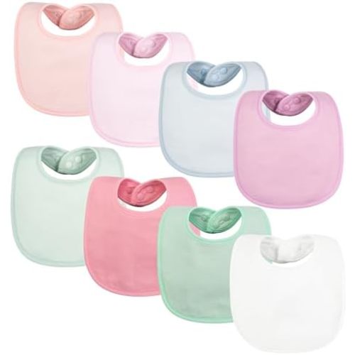 Tiny Twinkle Baby Feeding Bibs 8 Pack - Waterproof and Absorbent Infant Drool and Feeding Baby Bibs