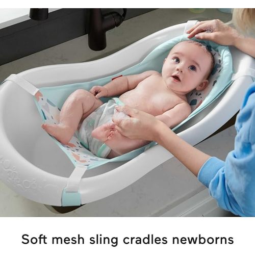Fisher-Price Baby to Toddler Bath 4-in-1 Sling ‘n Seat Tub with Removable Infant Support and 2 Toys, Pacific Pebble