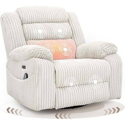 Power Swivel Recliner for Nursery, White