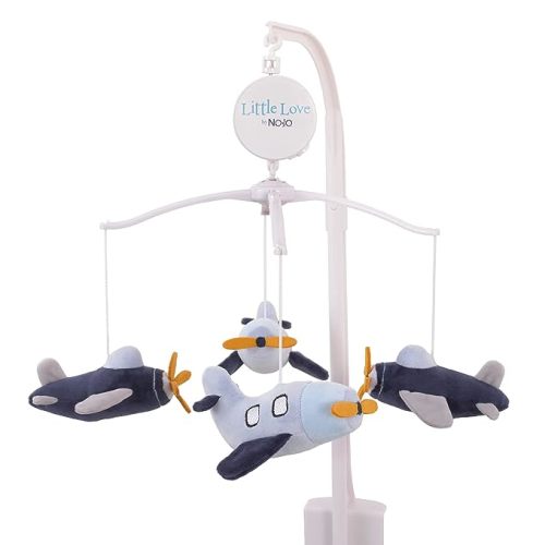 Little Love by NoJo Soar High Little One Navy Plush Airplane Musical Mobile