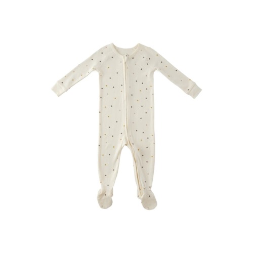 Polka Dotty Pointelle Fitted Organic Cotton One-Piece Footie Pajamas