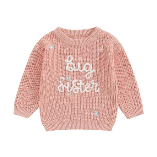 Toddler Kids Girl Big Sister Sweater Cute Long Sleeve Letter Embroider – August + Willow