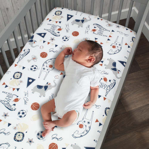Hall of Fame Animals/Sports 100% Cotton Fitted Baby Crib Sheet – Lambs & Ivy