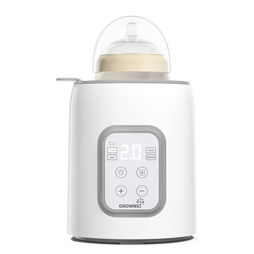 Bottle Warmer, GROWNSY 8-in-1 Fast Baby Milk Warmer with Timer for Breastmilk or Formula, Accurate Temperature Control, with Defrost, Sterili-zing, Keep, Heat Baby Food Jars Function - Gray