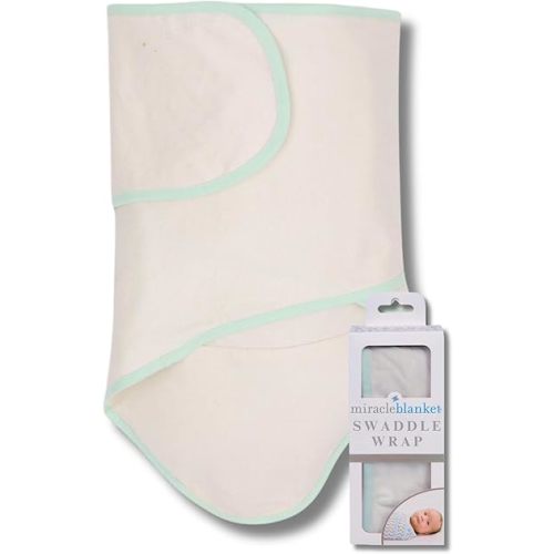 Miracle Blanket Swaddle Wrap - Newborn Essential Baby Blanket - Soft Sleep Sack Ideal for Newborns and Infants (Beige with Green Trim)