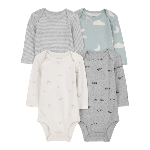 Heather Baby 4-Pack Long-Sleeve Cloud Bodysuits | Carter’s Oshkosh Canada