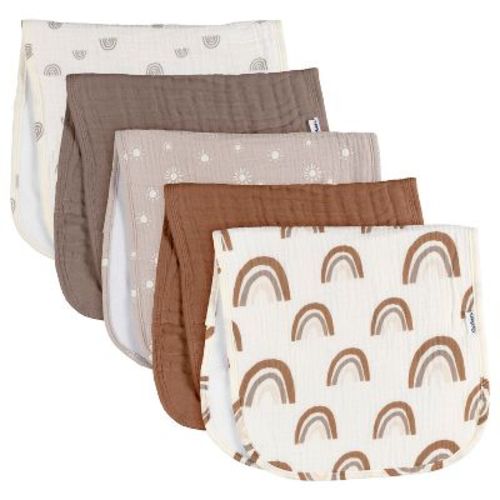 Gerber Baby Girls' Muslin Burp Cloths, 5-pack, Multi Rainbow