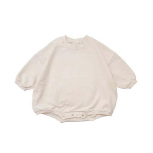 Kids Solid Sweatshirt Romper | RYAN AND REMI - Cream - 1-3 months
