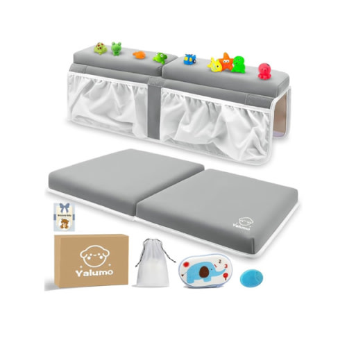 Bath Kneeler and Elbow Rest Pad Set for Baby Bathtub, Thick Non-Slip Bathing Kneeling Mat Cushion Quick Drying Bathtub Knee Saver with Arm Support and Pockets for Bathroom Bathing time Comfort, Gray