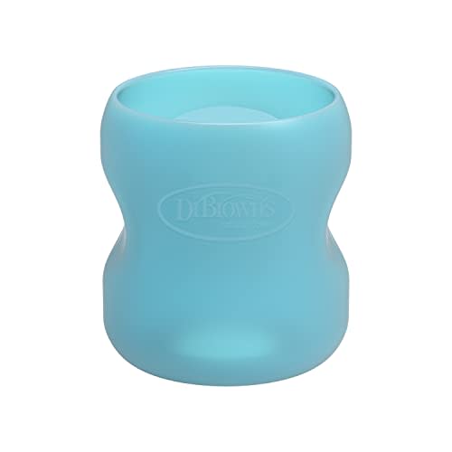 Dr. Brown's Natural Flow Options+ Glass Baby Bottle Sleeves,100% Silicone,5 oz,Wide-Neck,Blue