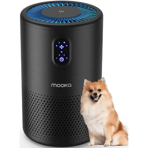 MOOKA Air Purifiers for Home Large Room up to 1076 ft², H13 True HEPA Air Filter Cleaner, Odor Eliminator, Remove Smoke Dust Pollen Pet Dander, Night Light(Available for California)-Black