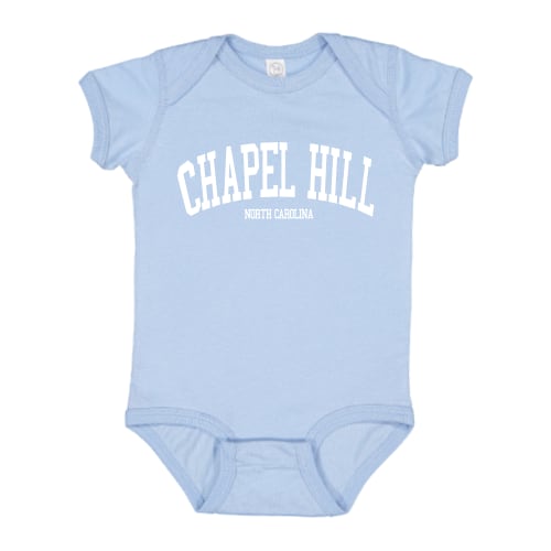 Carolina Blue Chapel Hill North Carolina Baby Onesie by Shrunken Head