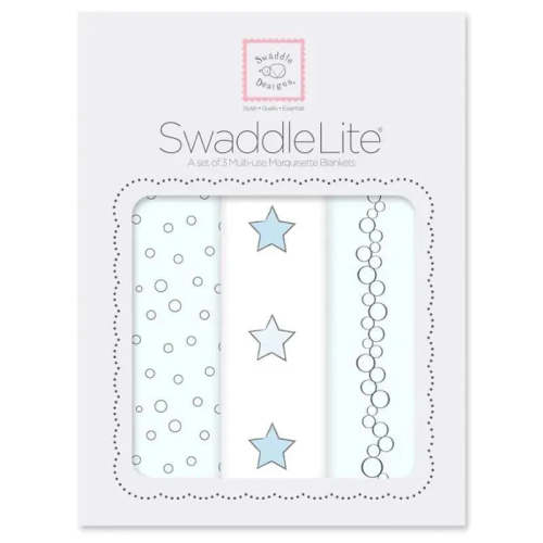 Swaddle Designs - 3Pk Bubble Dots, Stars, Champagne Marquisette Swaddles