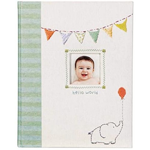 C.R. Gibson B2-12683 Elephant 'Hello World' First Five Years Unisex Memory Baby Book, 64pgs, 10'' W x 11.75'' H
